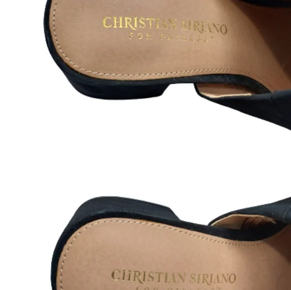 Christian Siriano NEW Black Faux Suede Slip On Heel Sandal Size 9 Open Toe - Picture 7 of 9